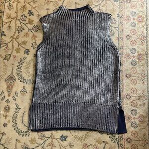 Anthropologie Pilcro Navy and Silver Knit Turtleneck Sweater